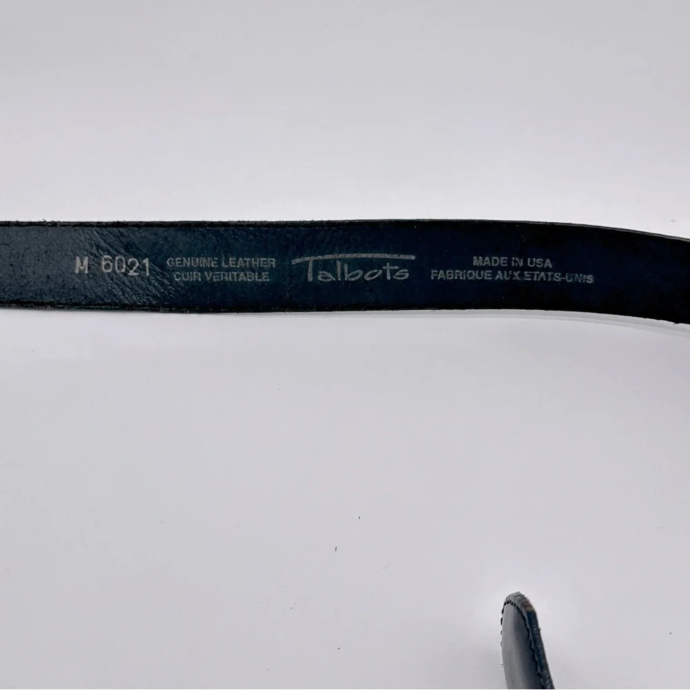 Talbots Vintage 1994 Leather Belt Silver Decorative Buckle Sz Medium‎